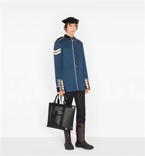 dior homme napoleon officer jacket|Officer Collar Jacket Blue Wool Cloth .